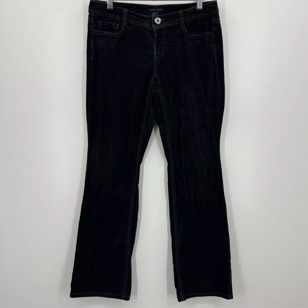 Tommy Hilfiger Womens Black Corduroy Bootcut Pants Size 4 Stretch 5 Pocket